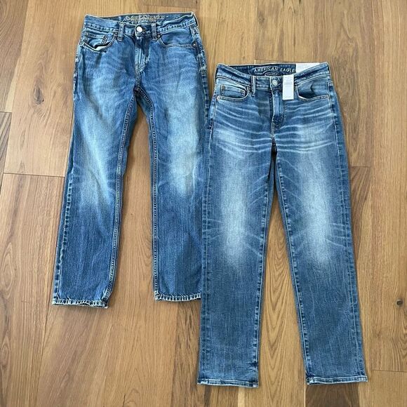 2 Pair Men’s Straight Leg American Eagle Jeans 1 NWT $50 28 - Picture 1 of 10